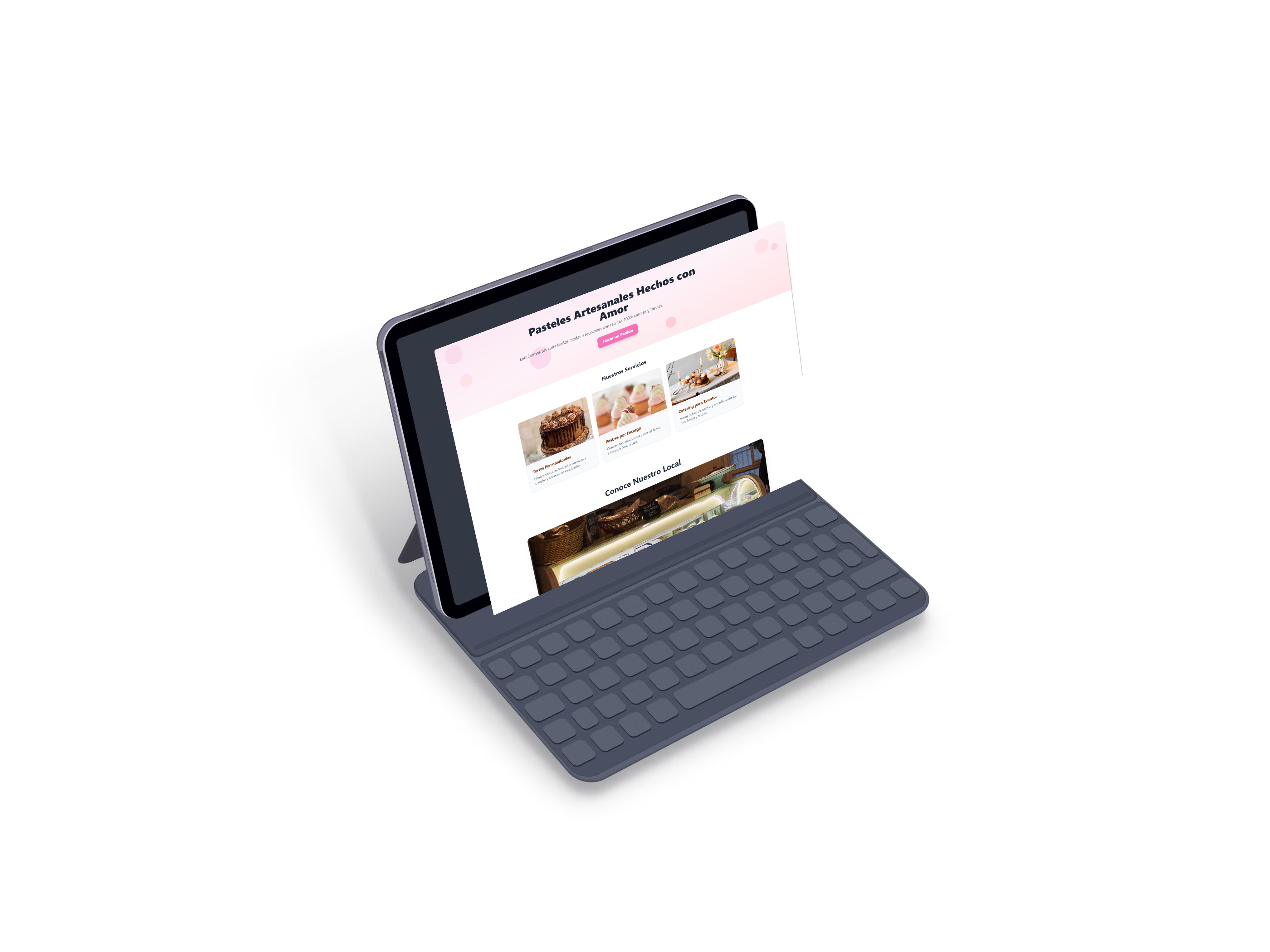 Catálogo web interactivo mostrado en tablet