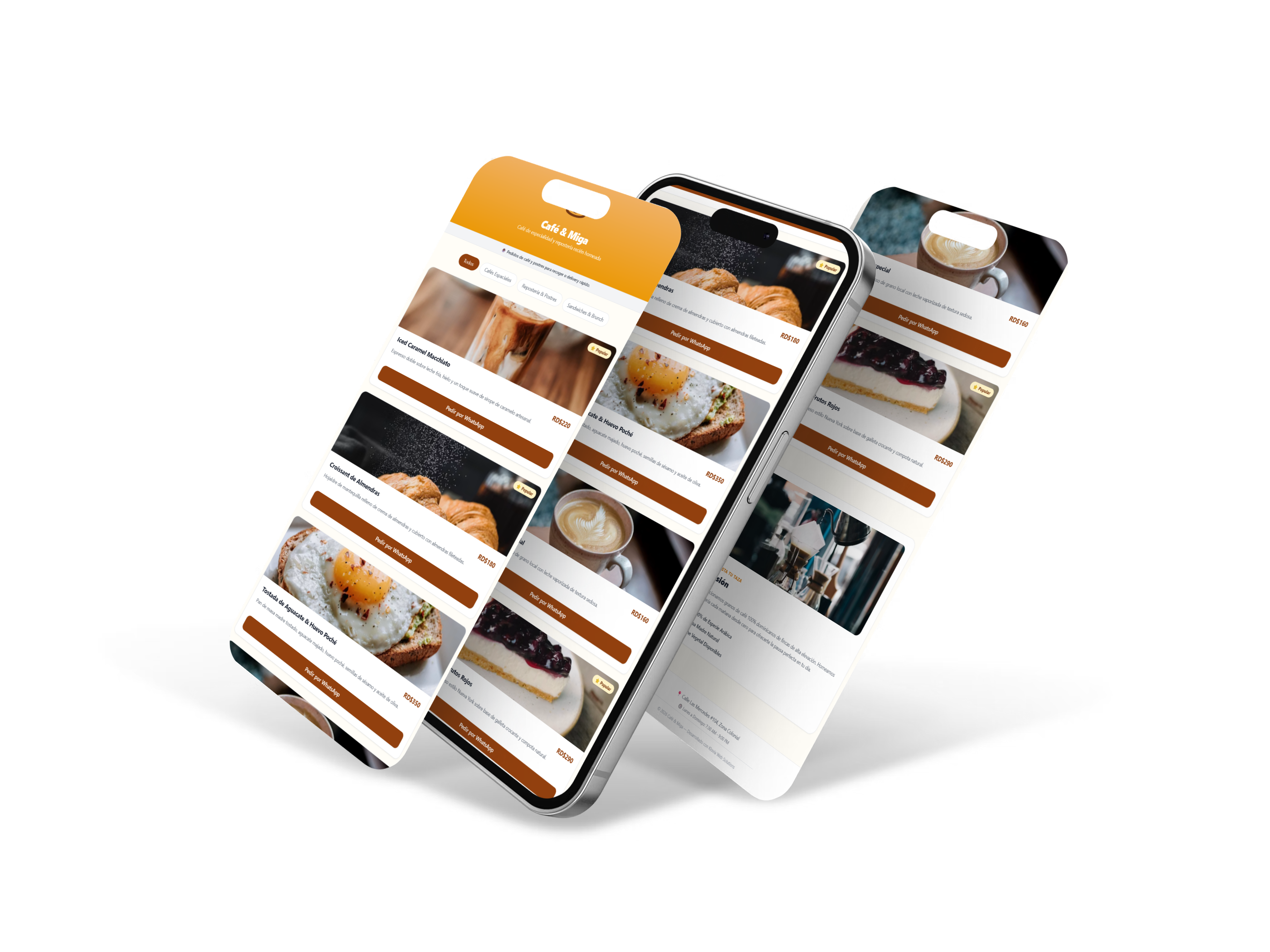 Catálogo web mostrado en varios celulares